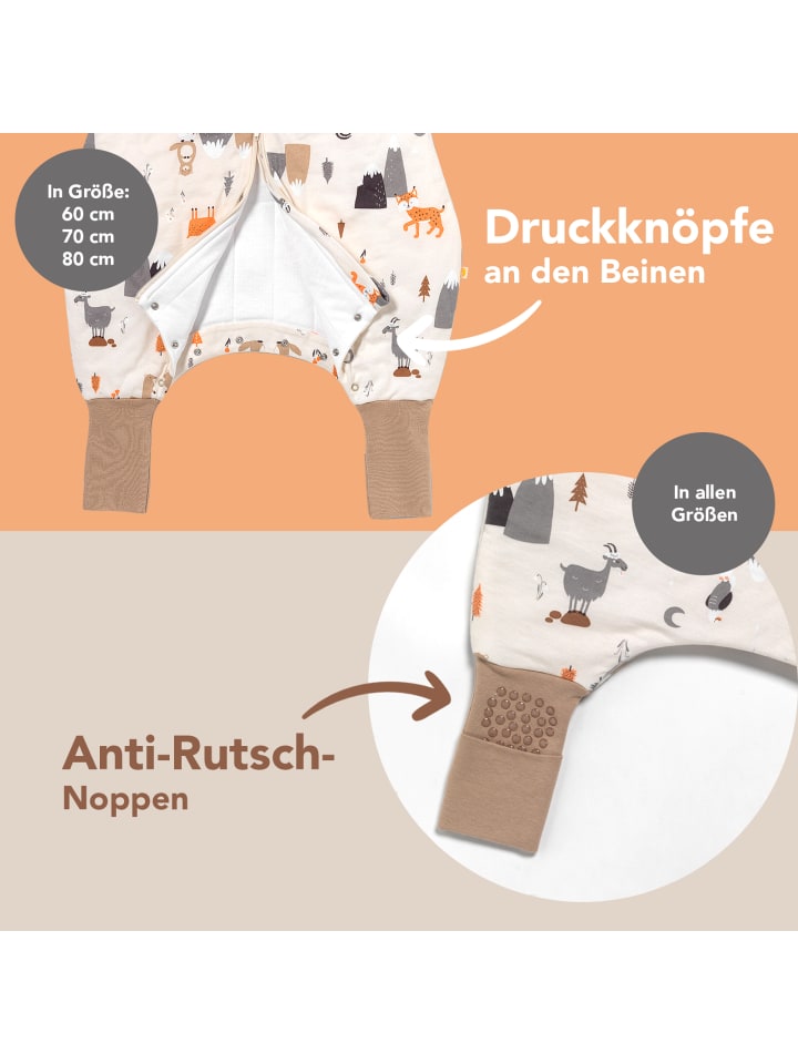 Schlummersack Schlafsack mit Füßen und umklappbaren Bündchen 1.0 TOG in Orange günstig kaufen