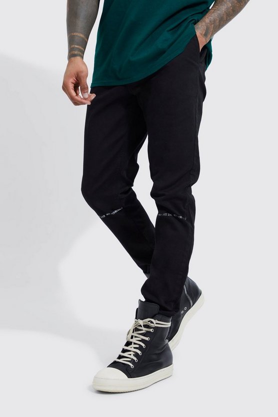 Skinny Hose mit Text-Detail