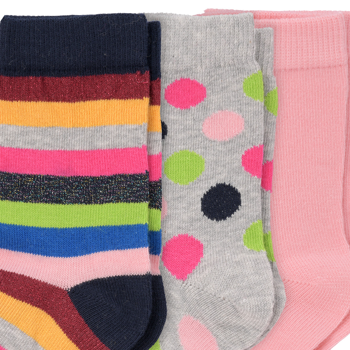 3 Paar Mädchen Socken in bunten Dessins