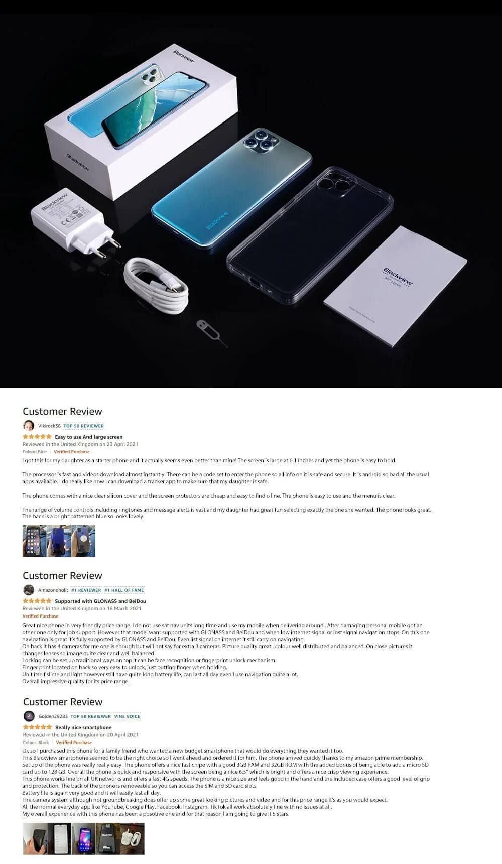 blackview A95 Smartphone (16,59 cm/6.53 Zoll, 8 GB Speicherplatz, 20 MP Kamera, Farbe wählbar)