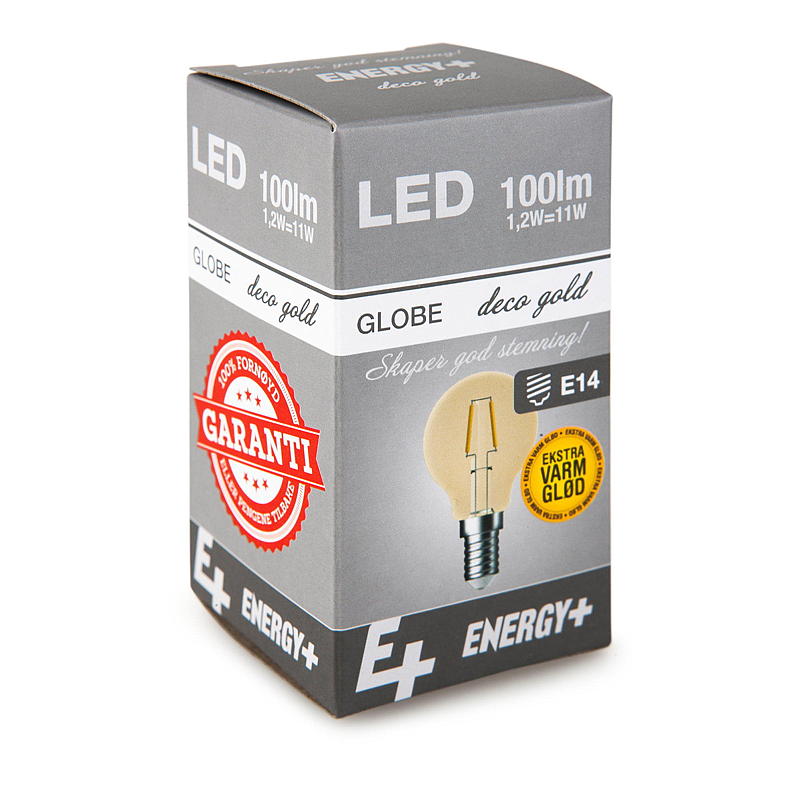 Energy Dekorpære LED 100 lm Gold globe E14 G45