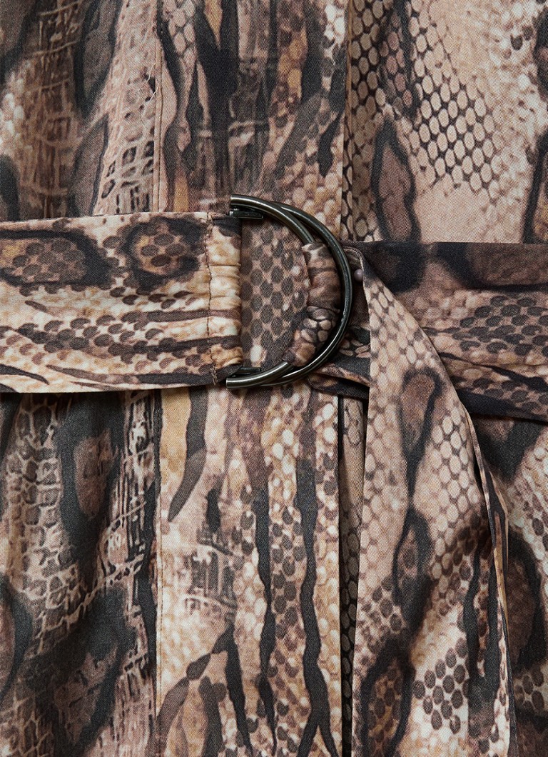 Reiss Farah midi haljina sa zmijskim printom i džepovima na prsima