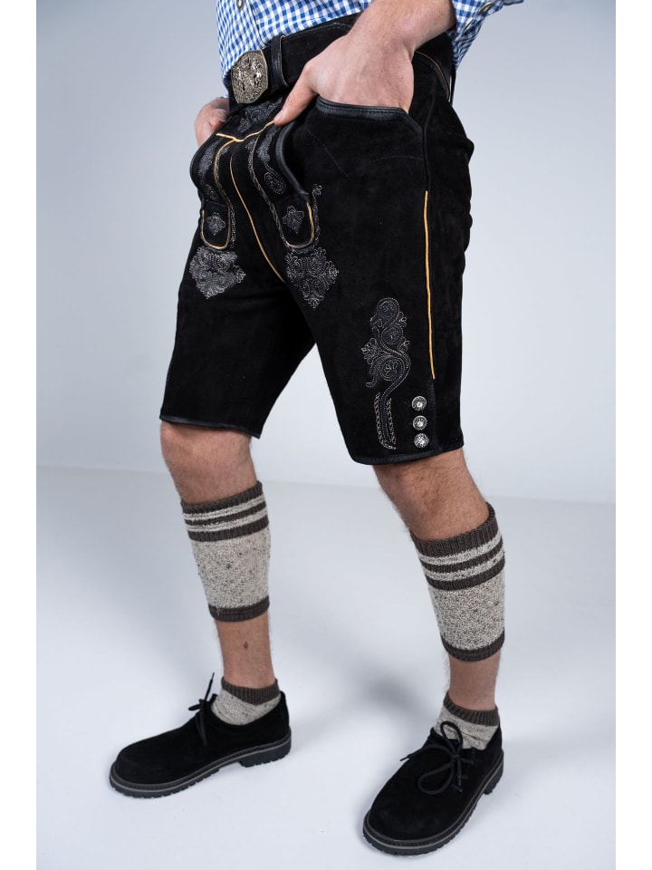 Edelnice Kurze Wildbock Lederhose Ferdinand in schwarz günstig kaufen