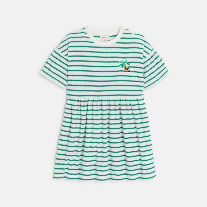 Robe bébé fille blanchehe à rayures vertees bébé fille Catimini