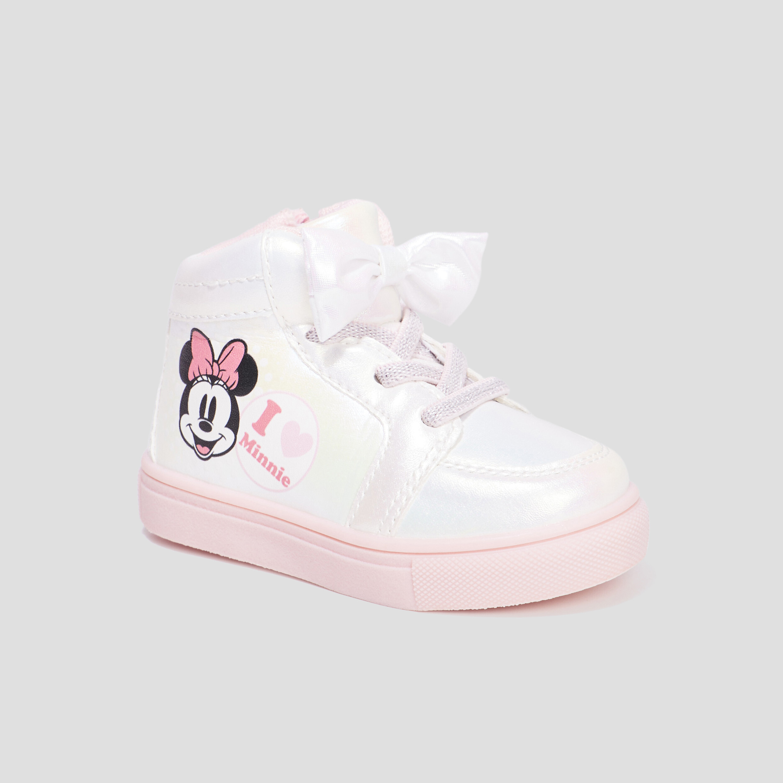Baskets montantes zippées Minnie rose bébé fille | La Halle