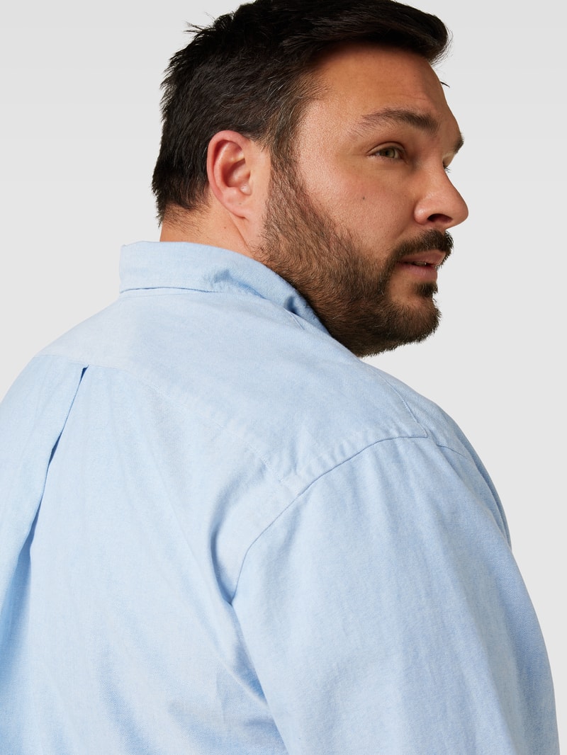 PLUS SIZE Freizeithemd mit Motiv-Stitching in hellblau