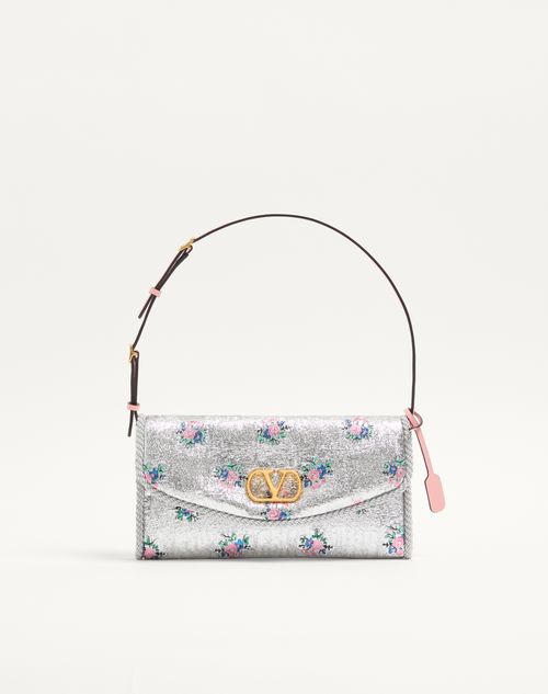 Valentino Garavani Devain lille skuldertaske i blomsterprintet lurex jacquardstof