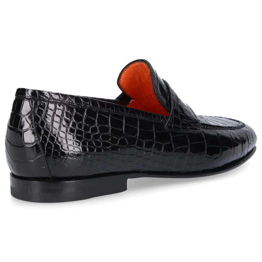 Santoni - Loafer 15609 Krokodilleder - schwarz