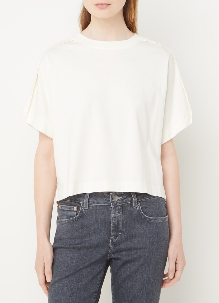 CLOSED  Cropped T-shirt van biologisch katoen met plooidetail