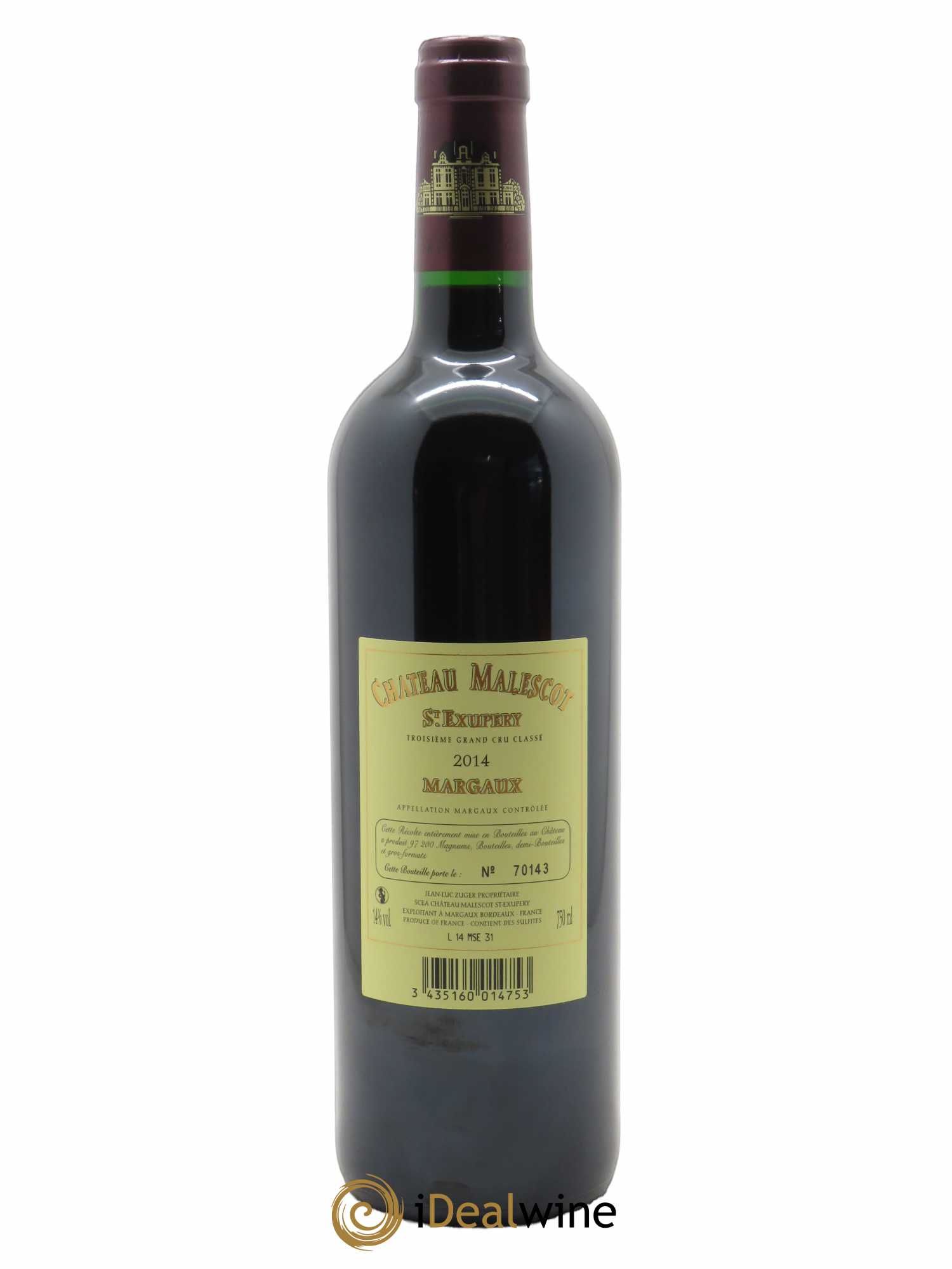 Château Malescot Saint-Exupéry 3ème Grand Cru Classé (CBO à partir de 6 bts) 2014 - Lot de 1 Bouteille