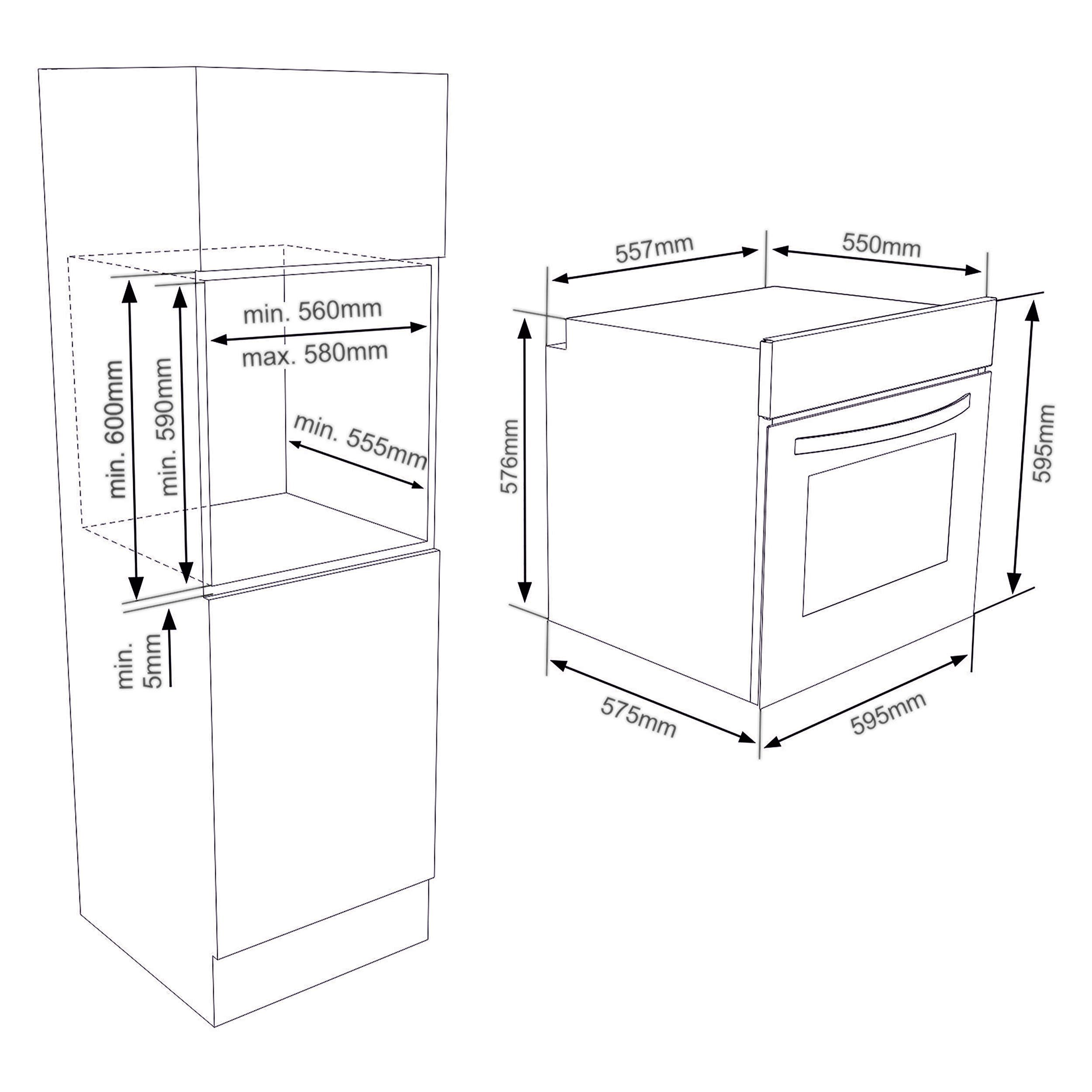 Telefunken Einbaubackofen ECB65A-B, VapClean, 65 Liter, 10 Funktionen, Autark, Dampfreinigung, 60 cm, Edelstahl