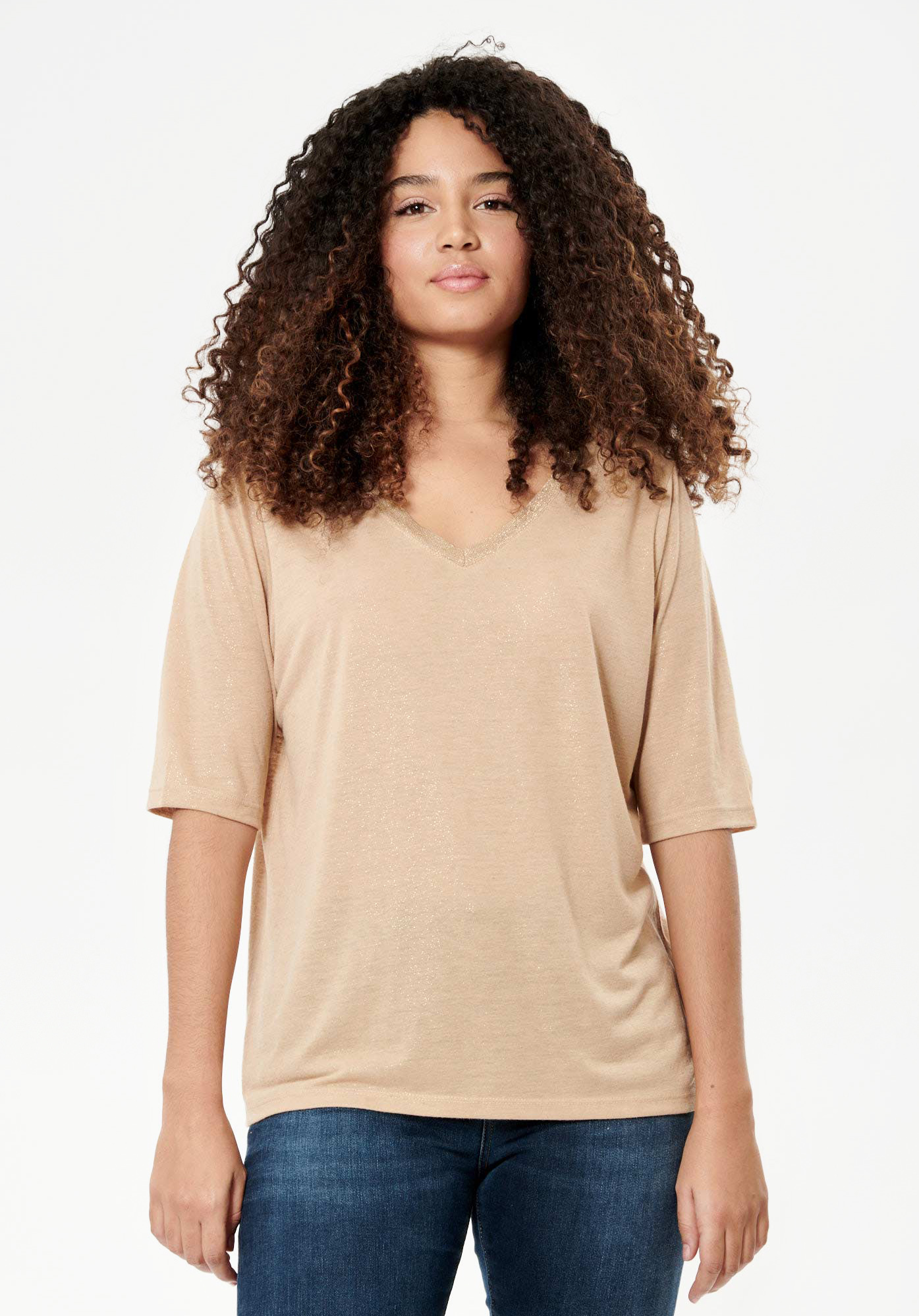 JAIME  T-shirt beige pailleté Femme