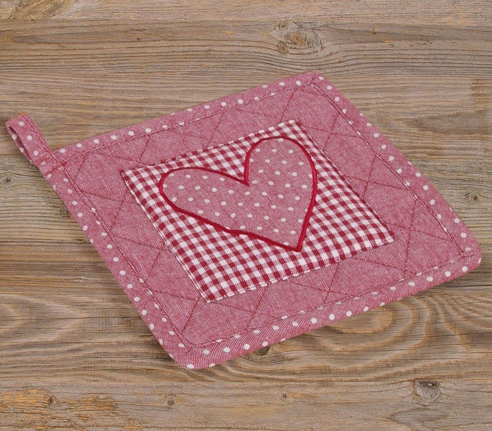 matches21 HOME & HOBBY Topflappen Topflappen Landhaus Premium Punkte Herz Karo 20x20 cm, (1-tlg)