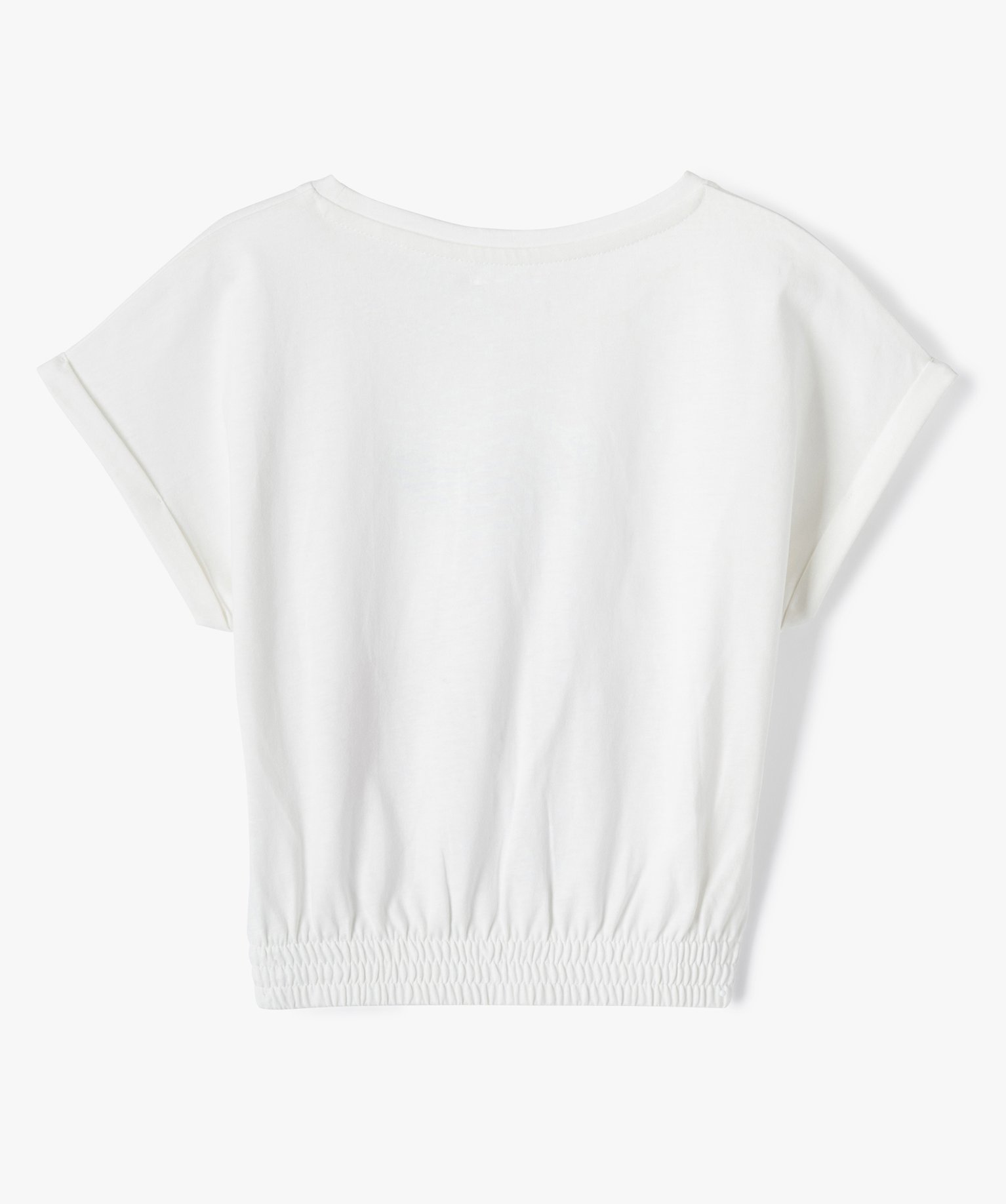 Tee-shirt fille à manches courtes avec motif en sequins bro... ecru | GEMO