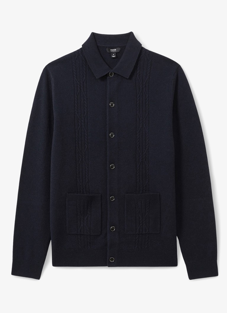 Cardigan Reiss Lockhurst din amestec de lână tricotată fin