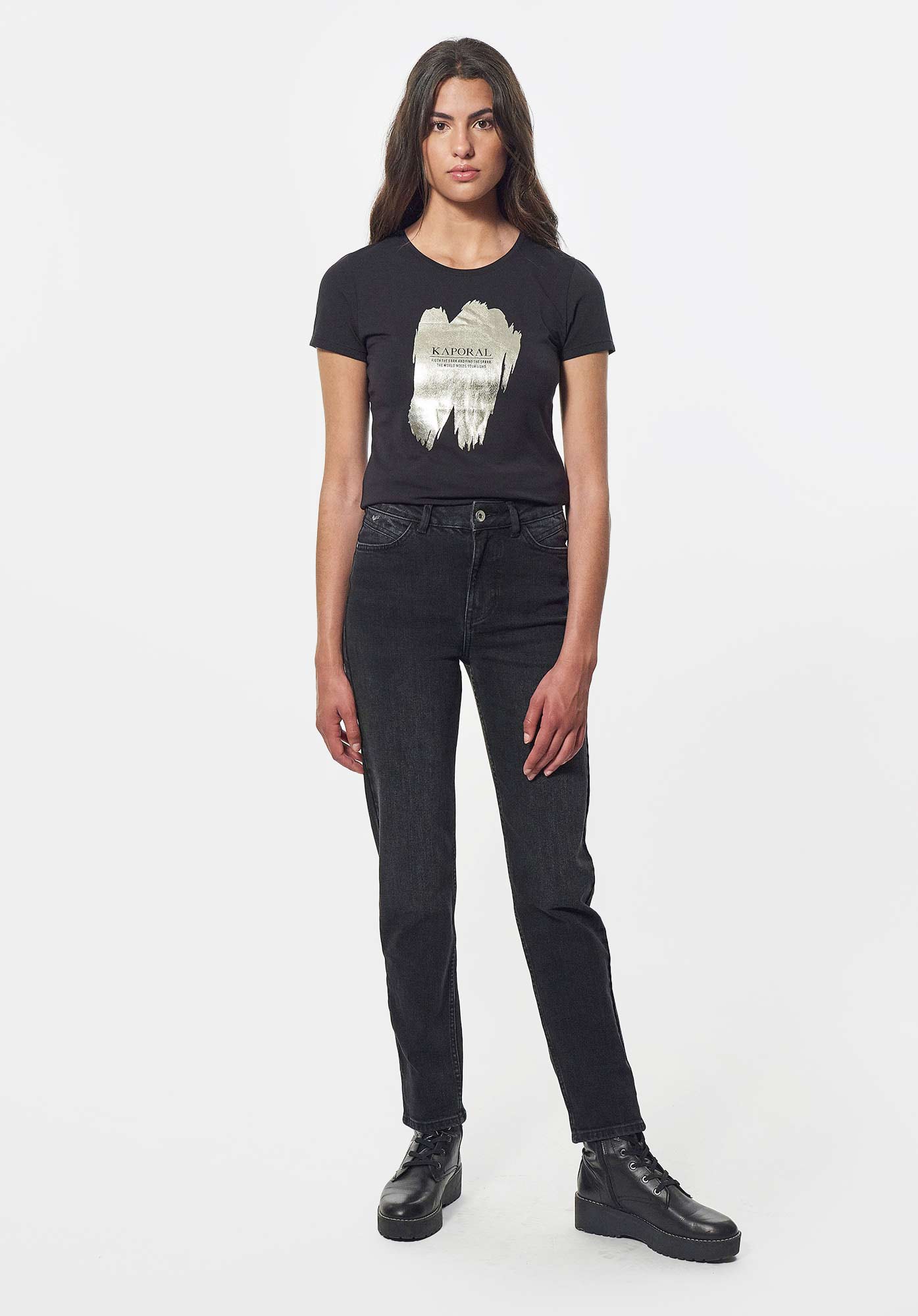 SLAN   Jean straight noir Femme