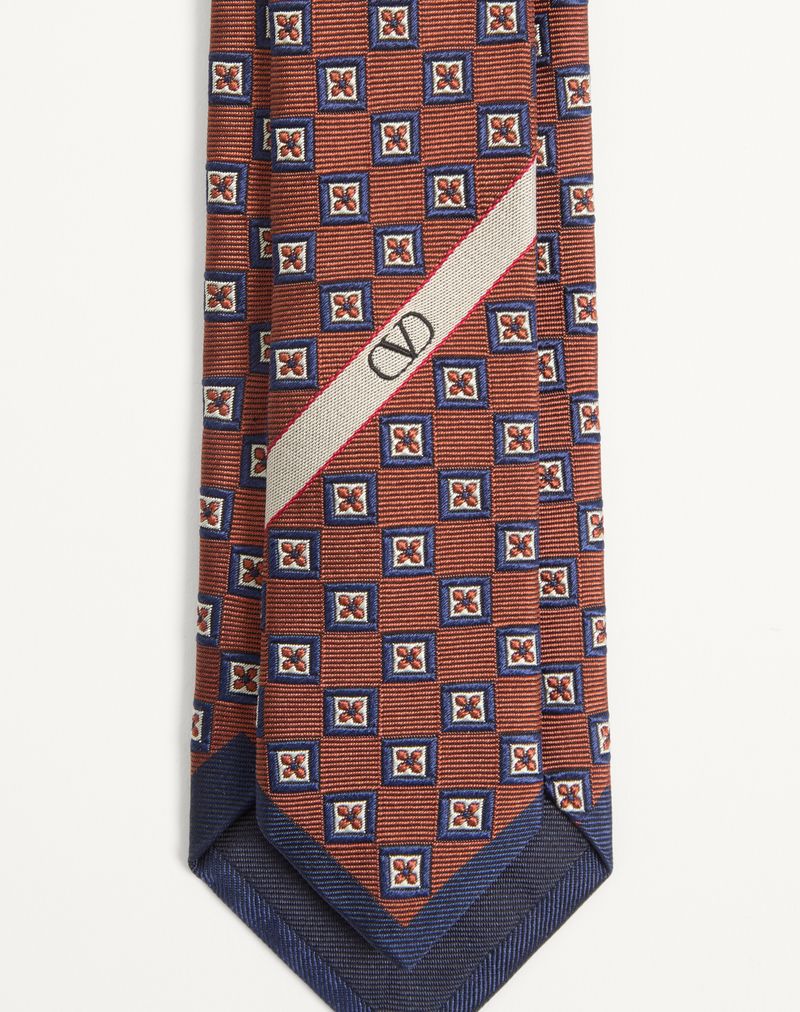 Valentie Jacquard Silkeslips med Geometrisk Mønster