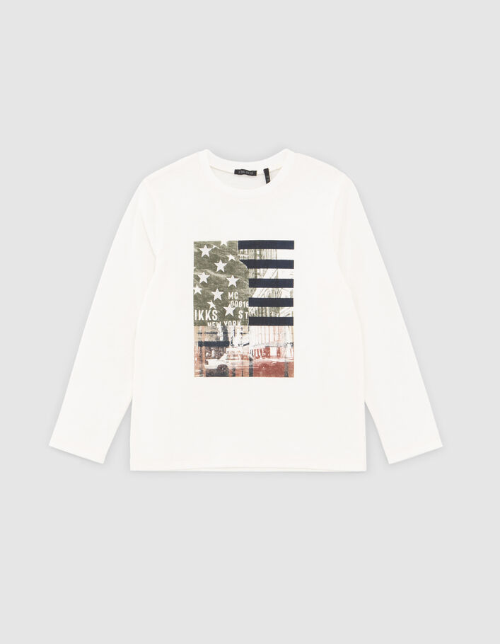 T-shirt écru visuel drapeau garçon