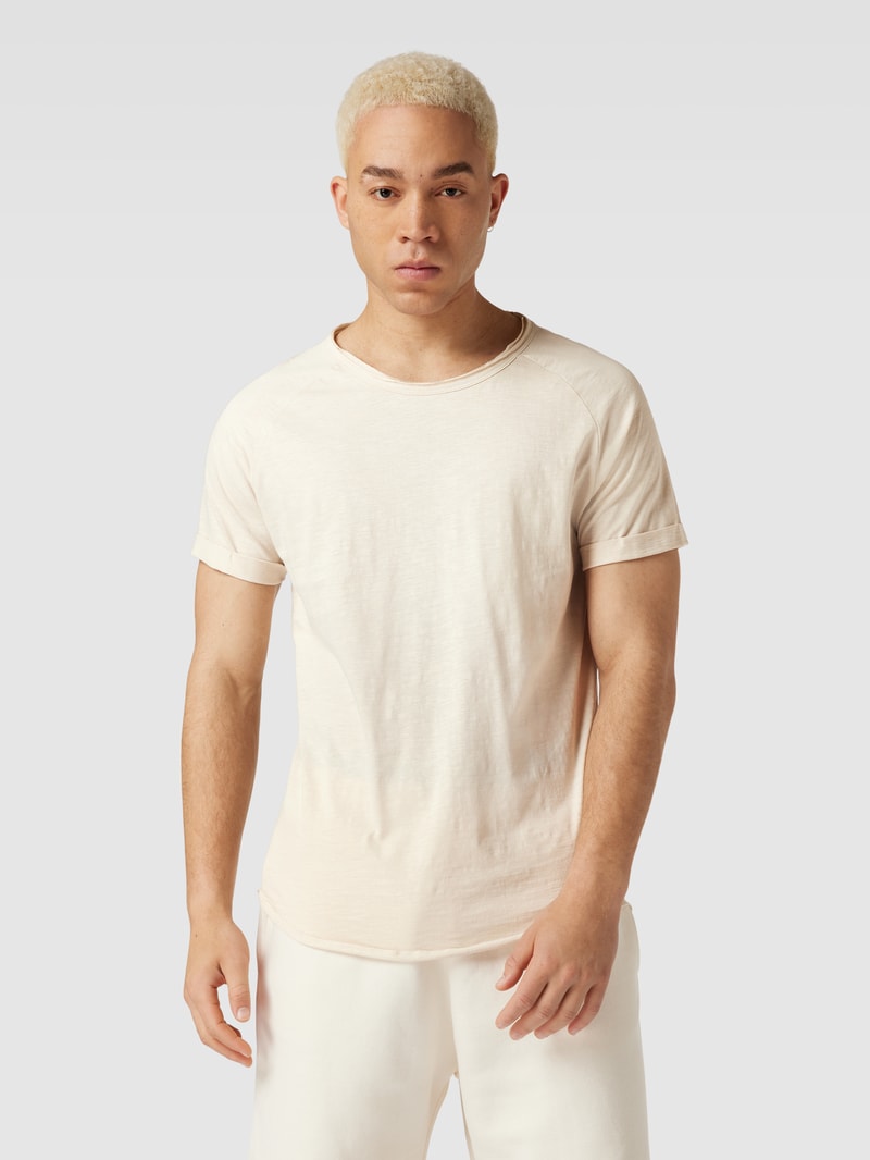 T-Shirt mit geripptem Rundhalsausschnitt Modell 'KAS' in beige