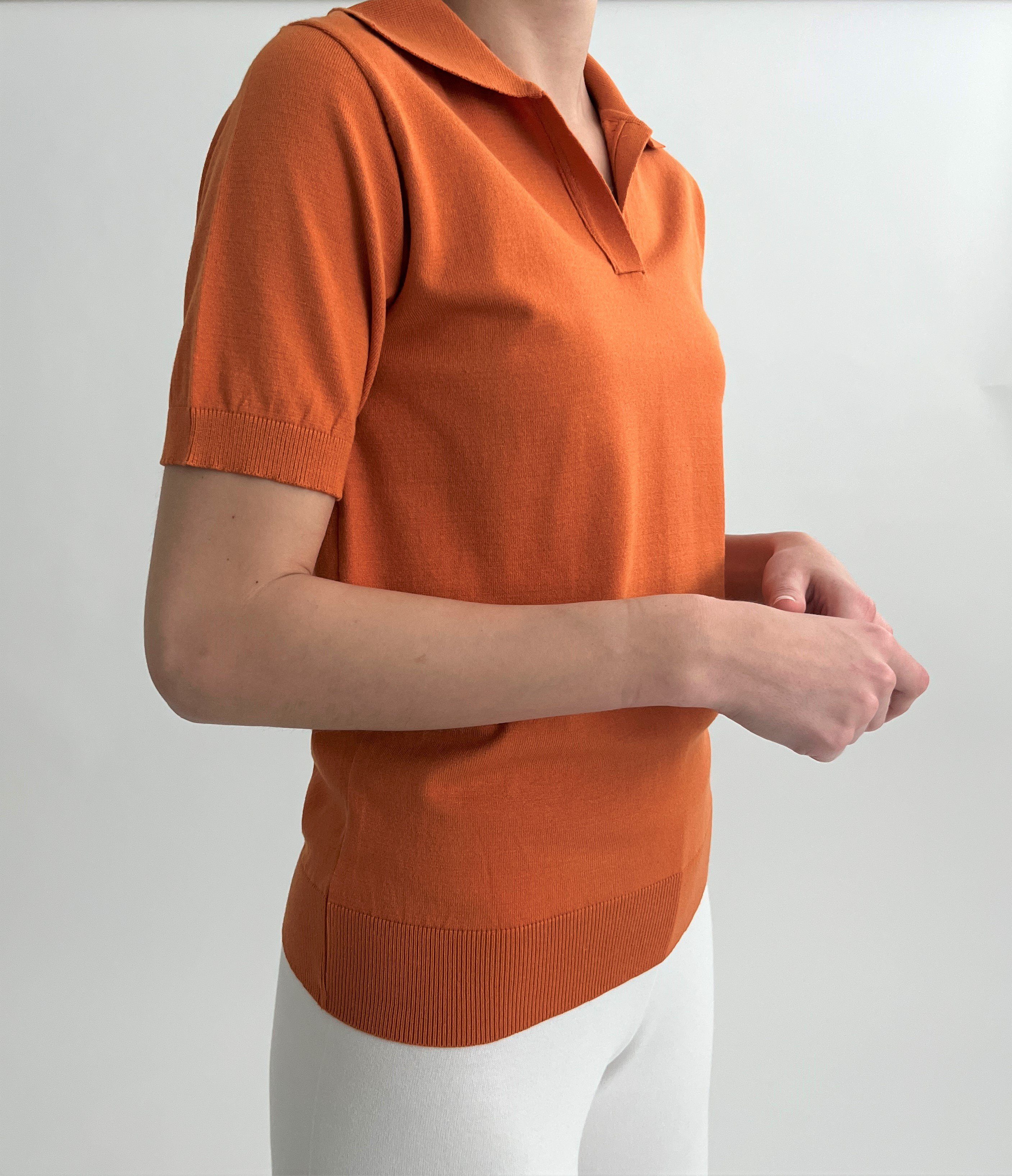 Zuckerwatte Polokragenpullover sportlicher 1/2 Arm Pullover aus Viskose Stretch
