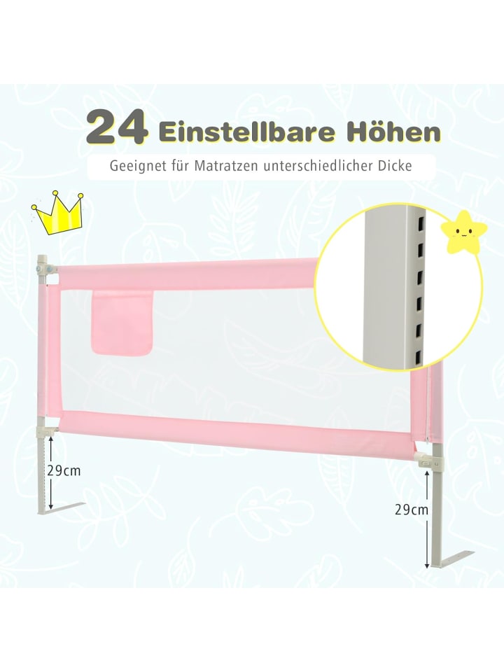 COSTWAY Bettgitter 175 cm in Rosa günstig kaufen 175 cm