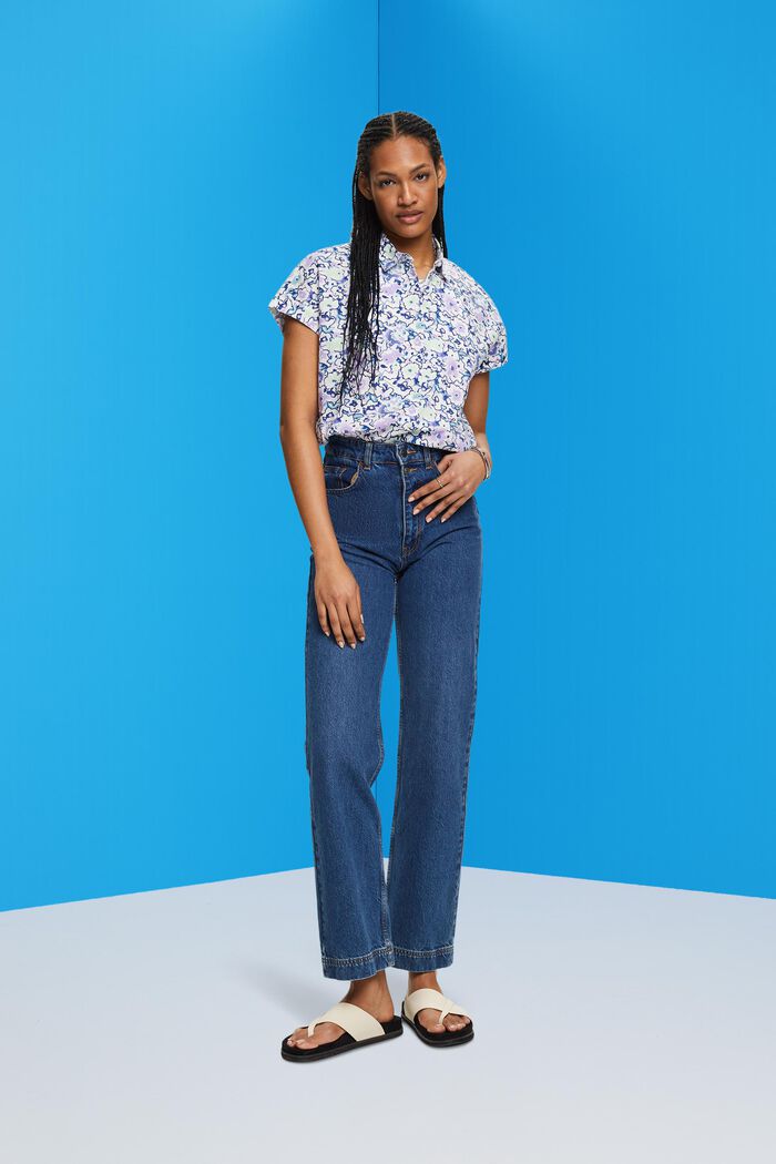 Baumwollbluse mit Blumen-Print