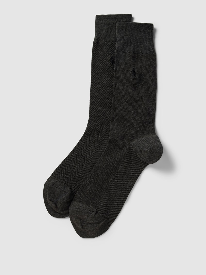 Socken mit grafischem Muster im 2er-Pack in anthrazit meliert