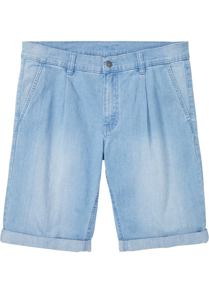 Stretchjeans-Bermuda mit Bundfalte, Loose Fit