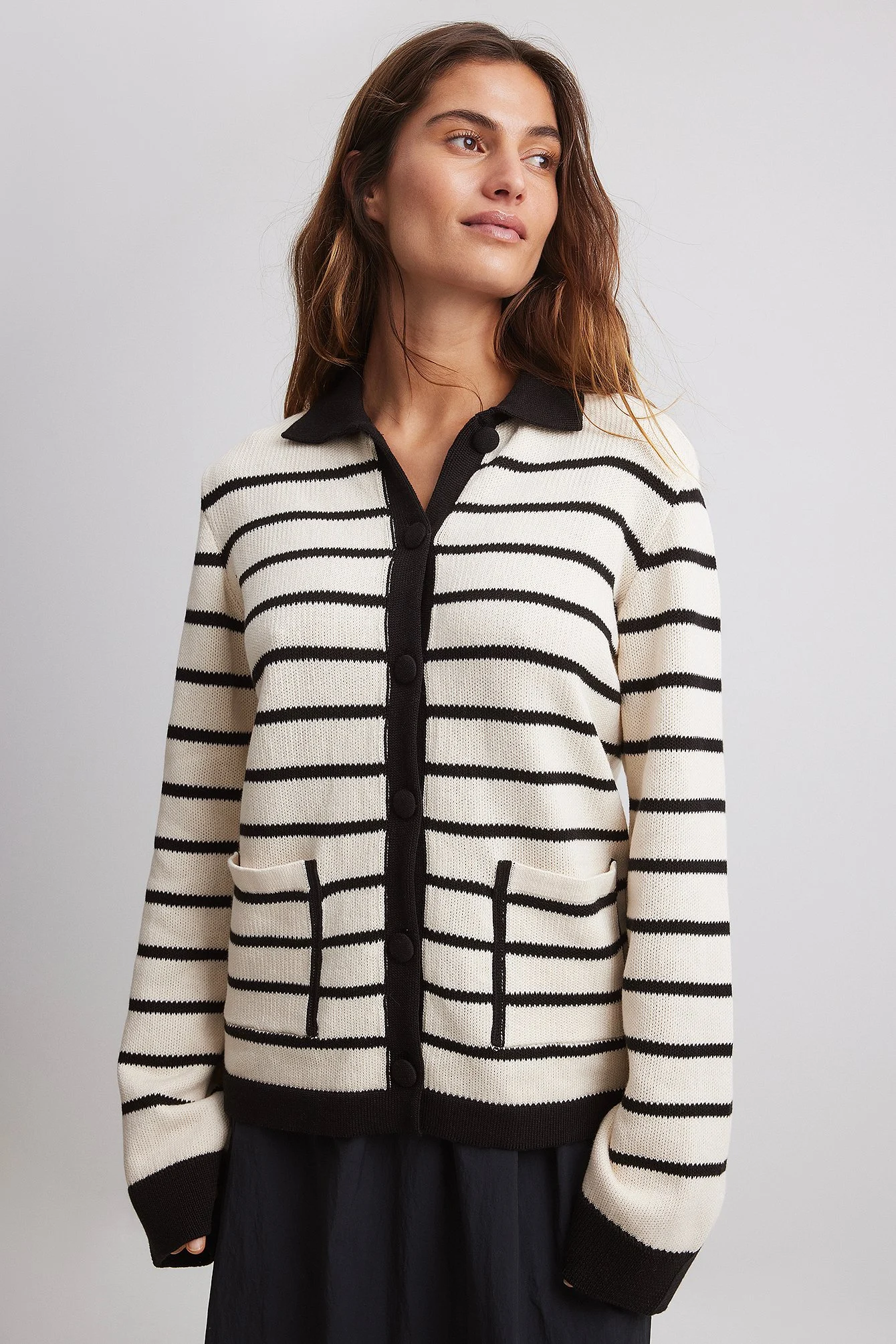 Gestreifter Oversize-Strickcardigan