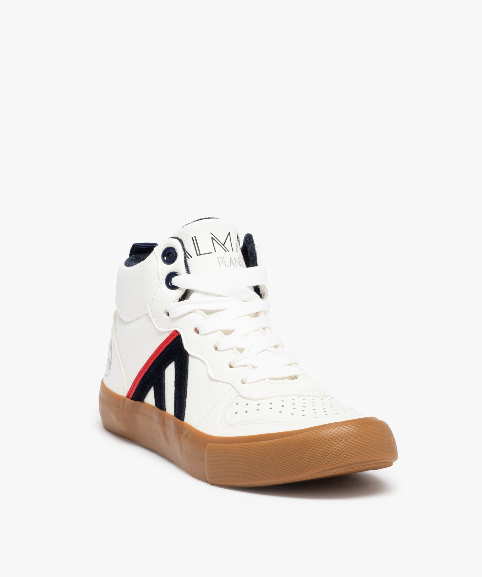 Baskets Garçon mid-cut unies à lacets – Alma Planète blanc | GEMO
