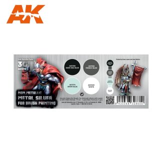 Wargame Color Set: Non Metallic Metal Silver (with brush)