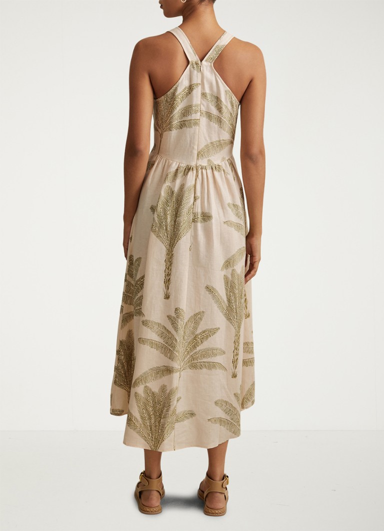 Reiss Anna linen midi dress with print