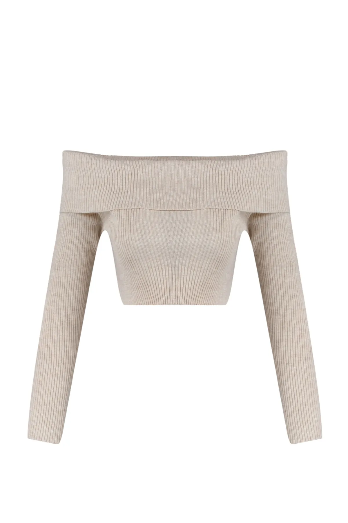 Trendyol Collection  Stone Crop Carmen Kragen Strickpullover TWOAW22KZ1897