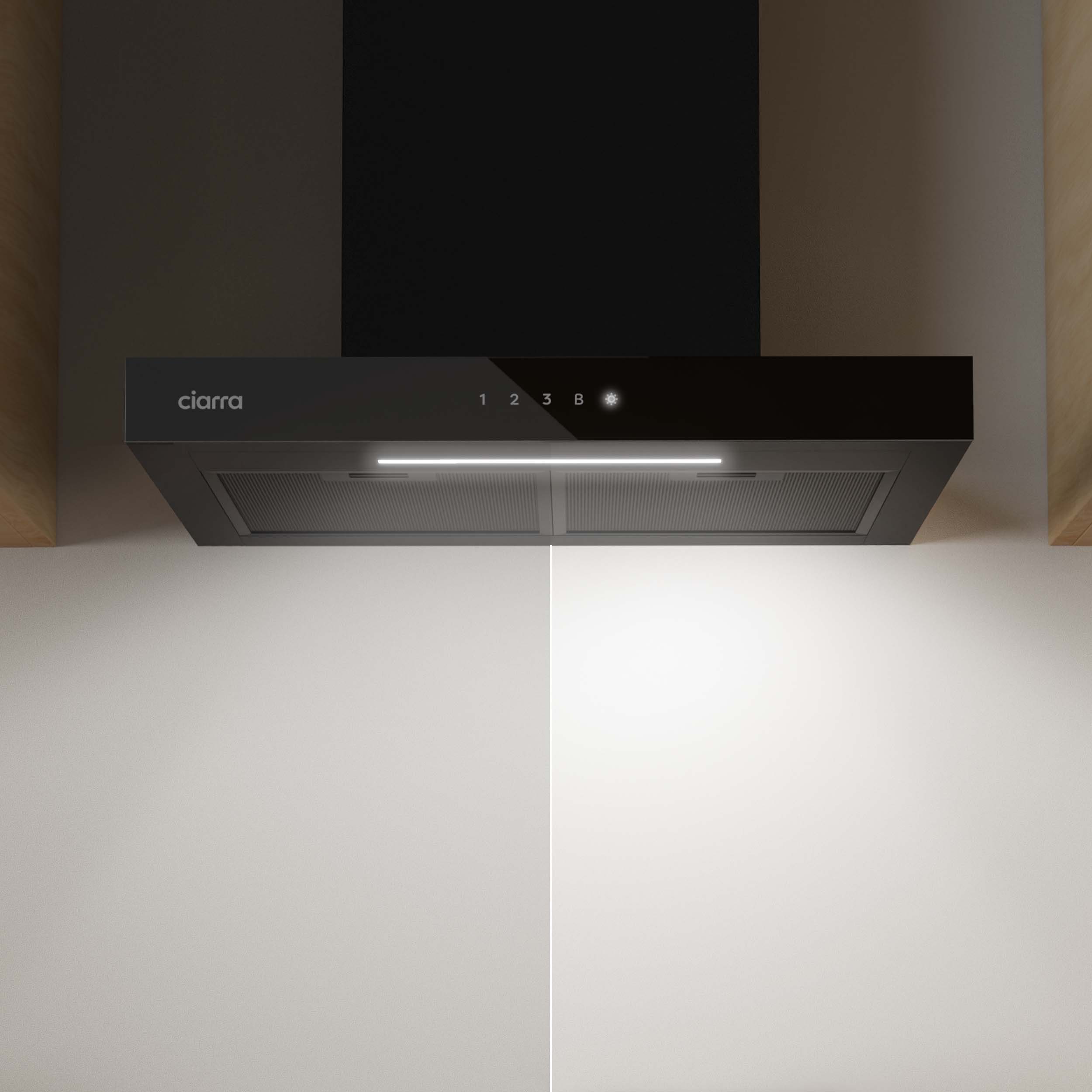 CIARRA Wandhaube CBCB6102, A+++ Dunstabzugshaube 60cm 650m³/h WIFI +APP & Touch Control Boost