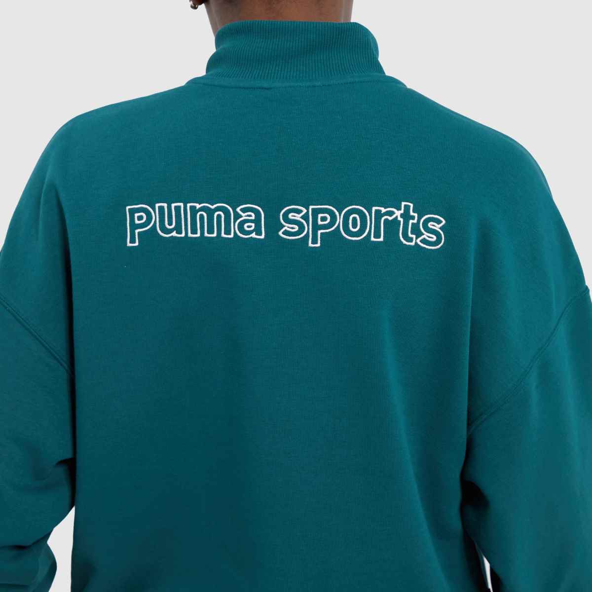 PUMA – Mörkgrön tröja med halv dragkedja