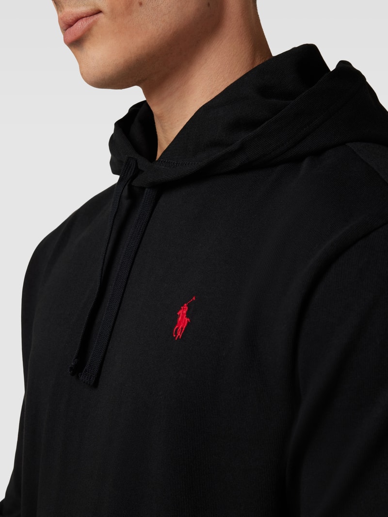 Hoodie mit Logo-Stitching in schwarz