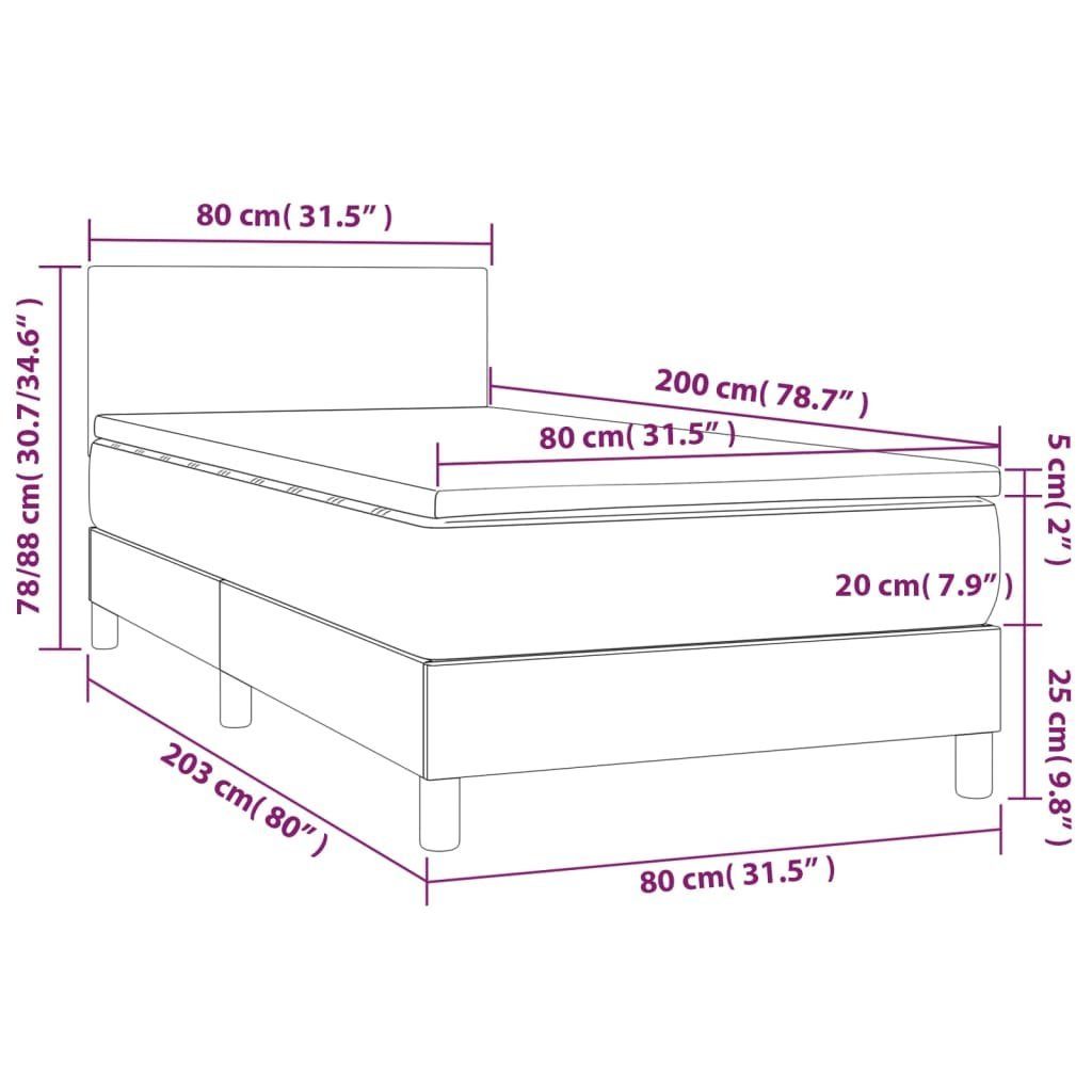 vidaXL Bett Boxspringbett mit Matratze & LED Schwarz 80x200 cm Kunstleder