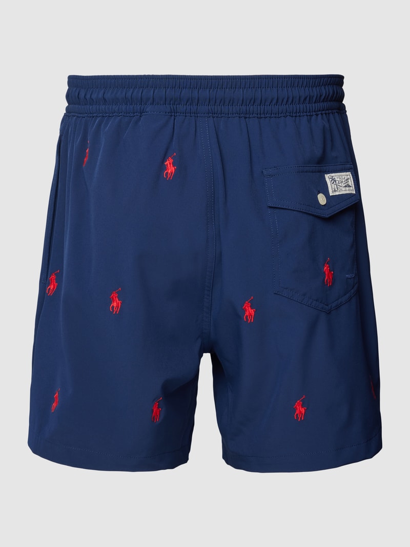 Badehose mit Allover-Logo in dunkelblau