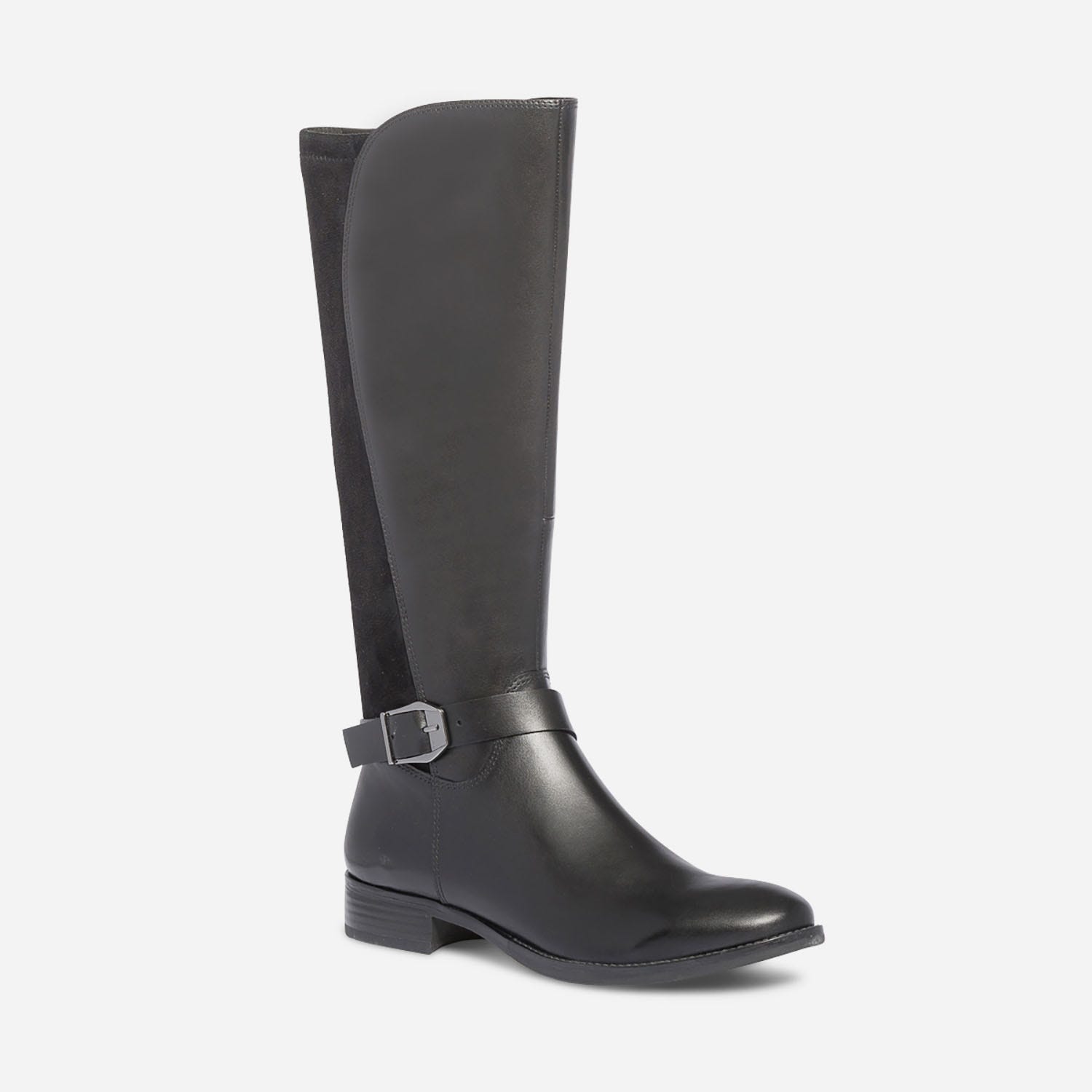 Botte CAPRICE noire en cuir et textile à boucle