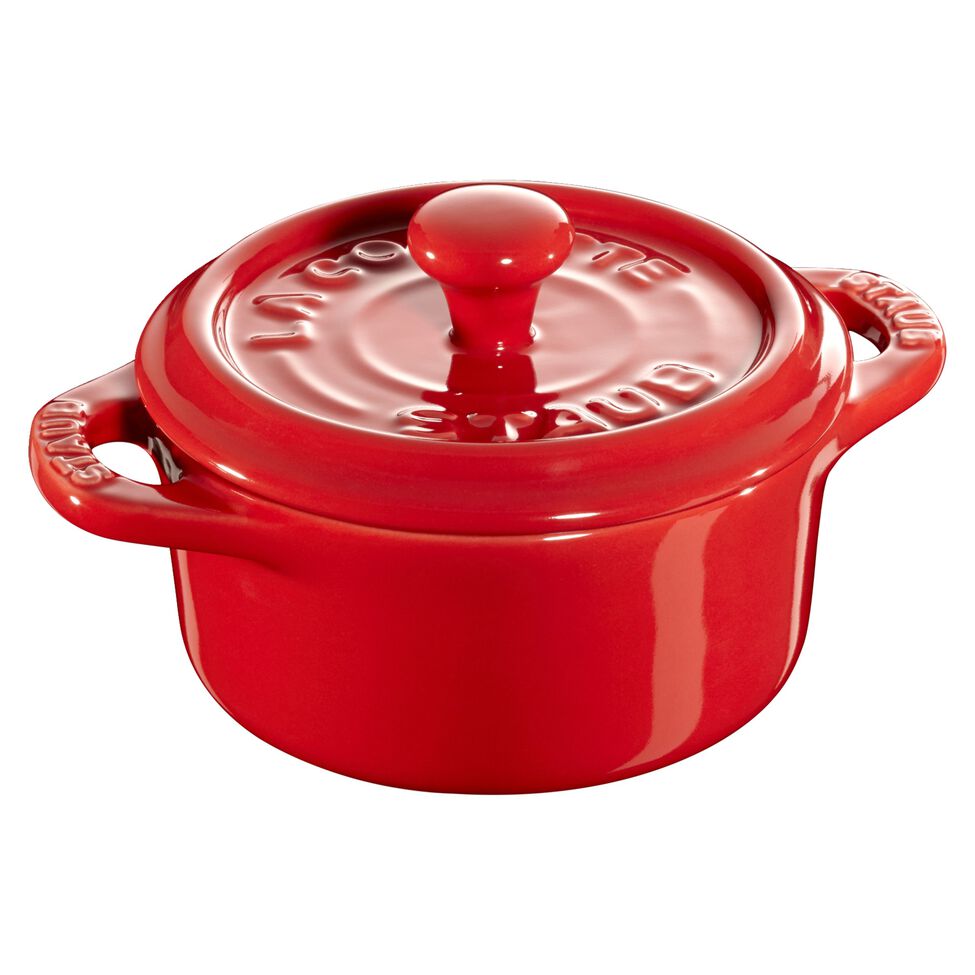 Mini Cocotte 10 cm, rund, Kirsch-Rot, Keramik