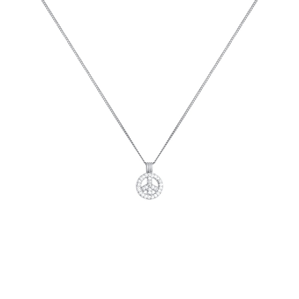 Elli Elli Collier Femmes Pendentif Peace Boho Étincelant avec Cristaux de Zirconium en collier