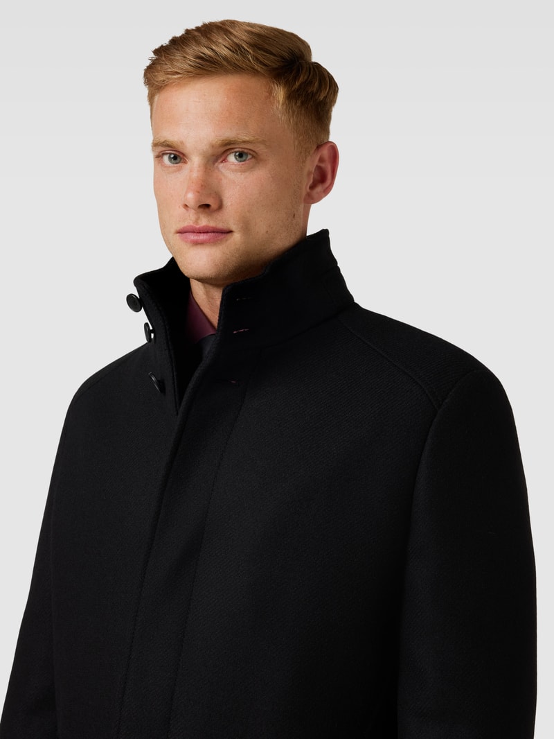 Kurzmantel mit verdeckter Knopfleiste Modell 'Show' in schwarz