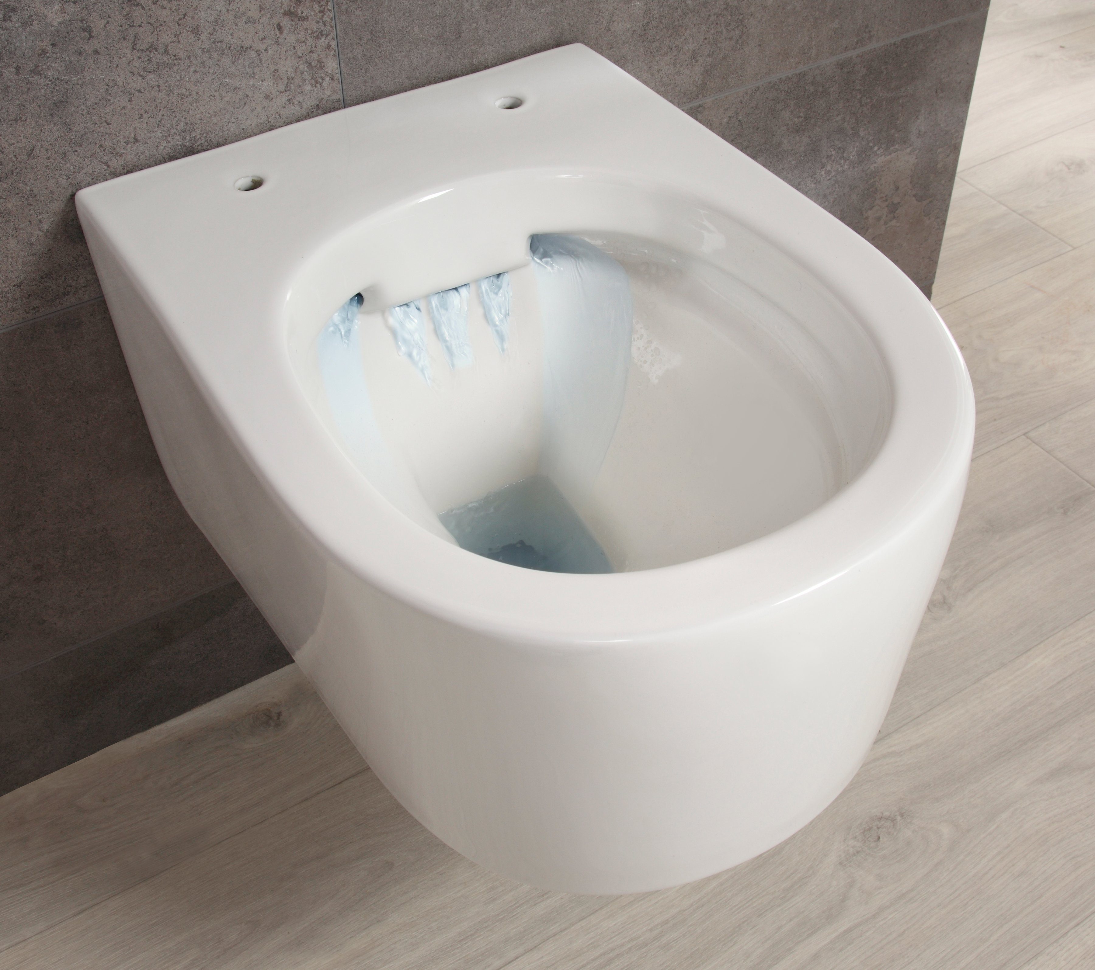 welltime Tiefspül-WC Trento, wandhängend, Abgang waagerecht, spülrandlos, aus Sanitärkeramik, inkl. WC-Sitz mit Absenkautomatik