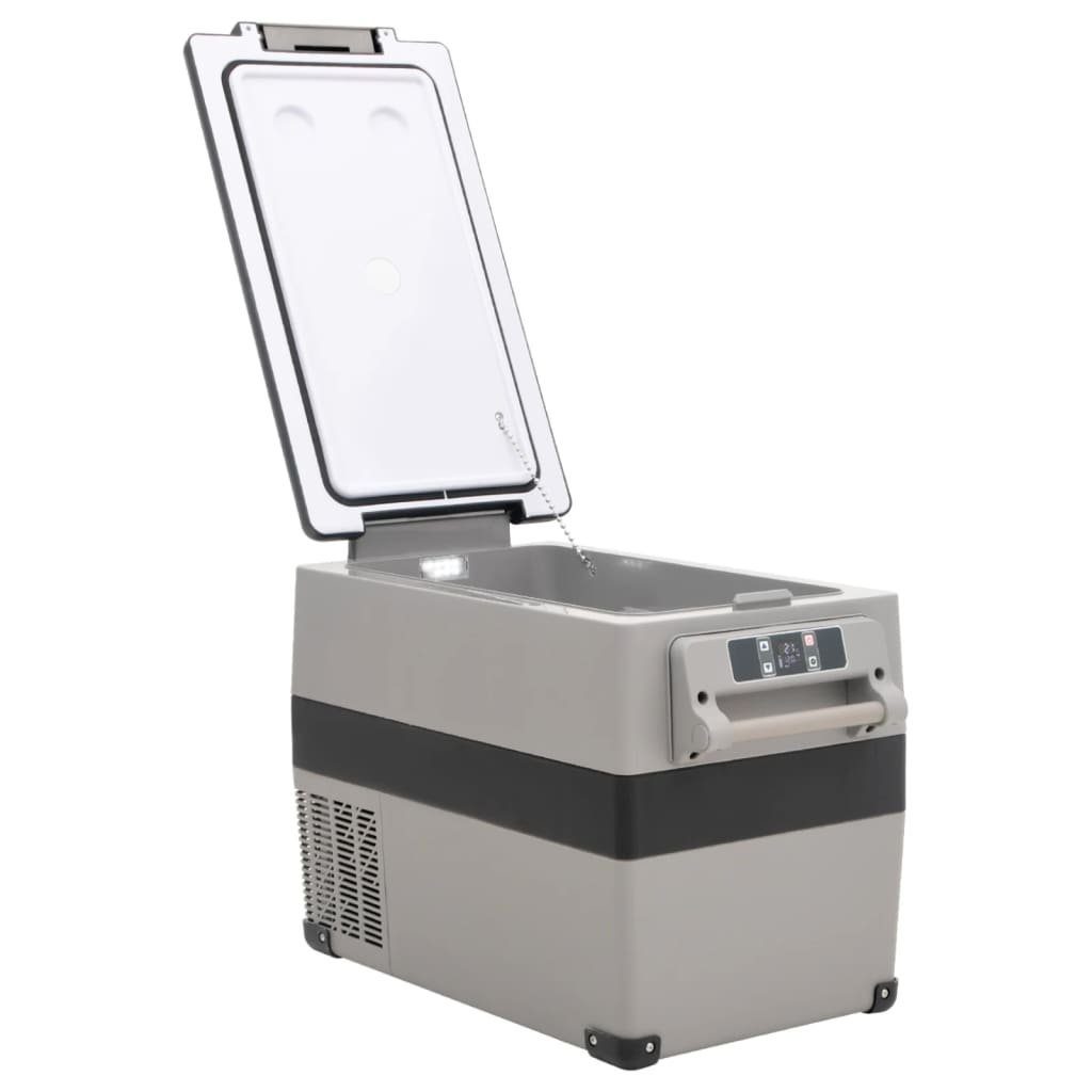 vidaXL Kühlbox Kompressor Kühlbox mit Griff und Adapter Schwarz und Grau 35 L Camping