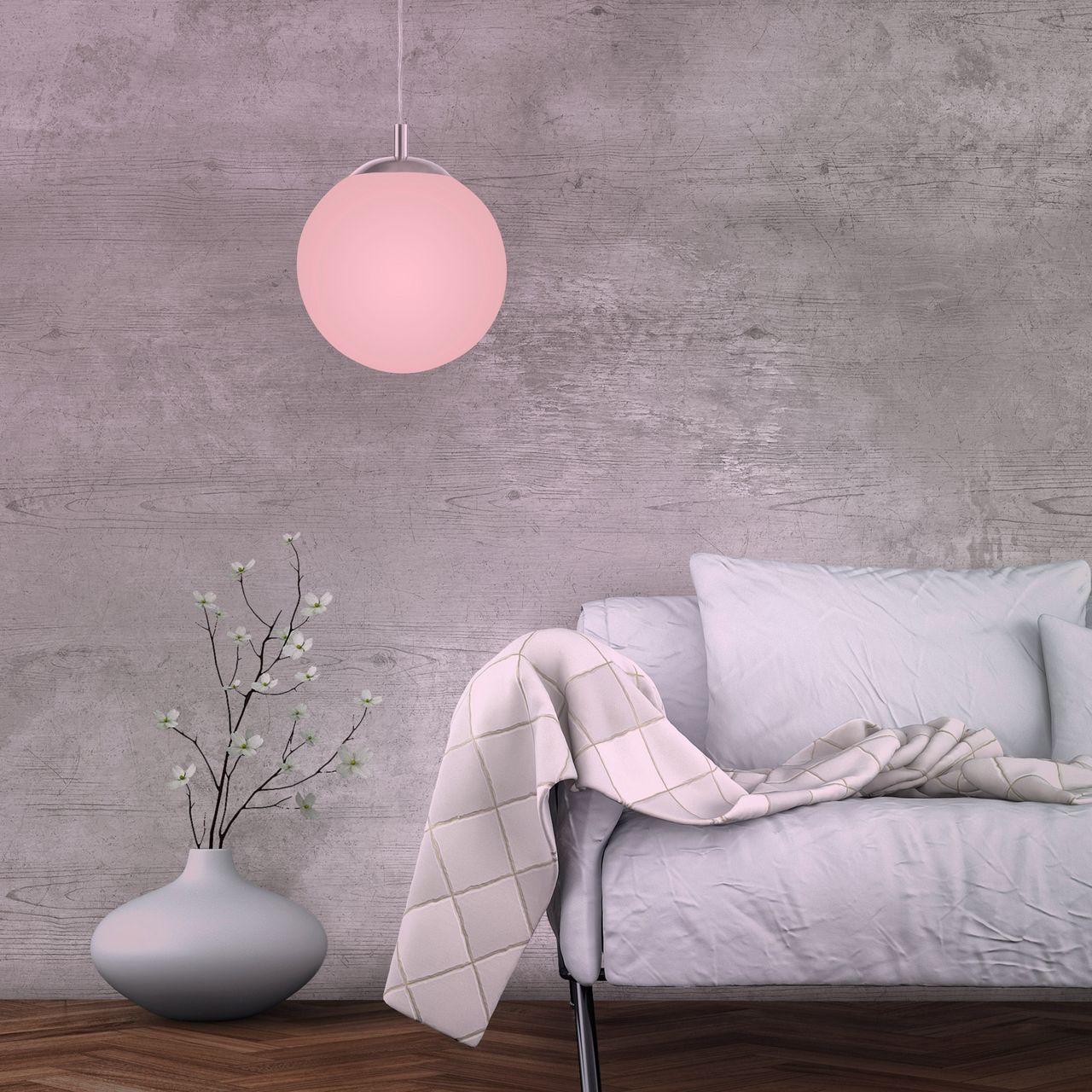 JUST LIGHT JUST LIGHT. Pendelleuchte mit MIKA Leuchtmittel 1xE27/10Watt/2700-5000K, Ø20cm,  IP20, Stahl