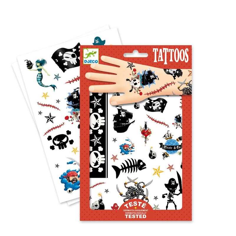 2 planches de tattoos pirates métallisés Djeco