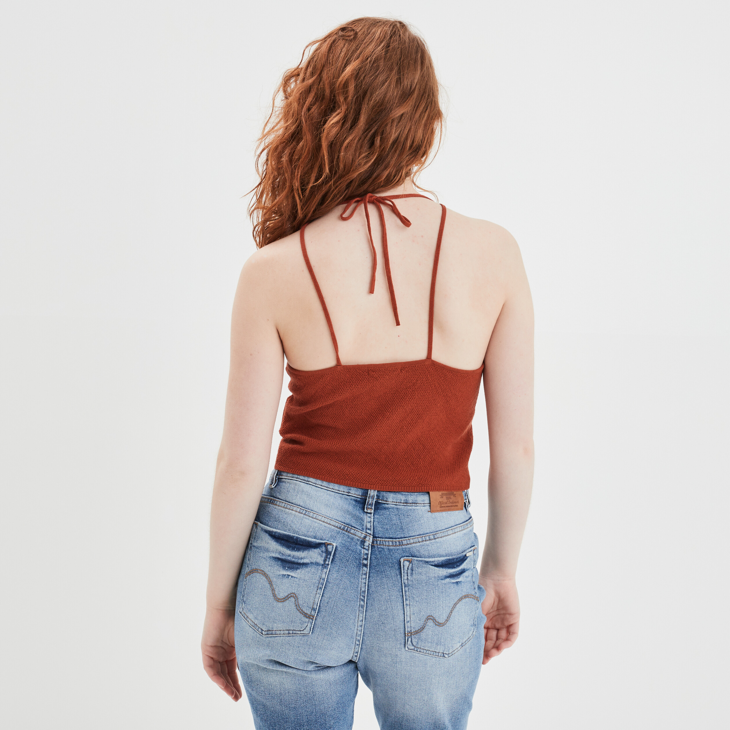 Débardeur pull cropped orange foncé femme | La Halle
