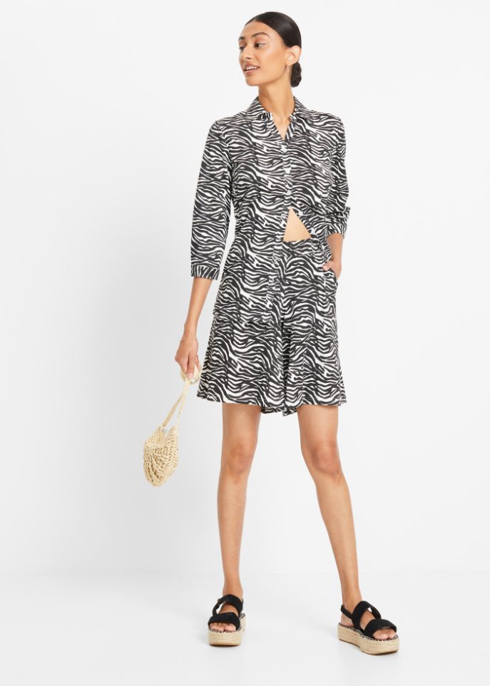 Jersey-Bermuda mit Animalprint