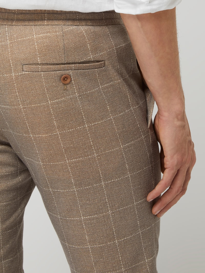 Chino-Shorts mit Gitterkaros in beige