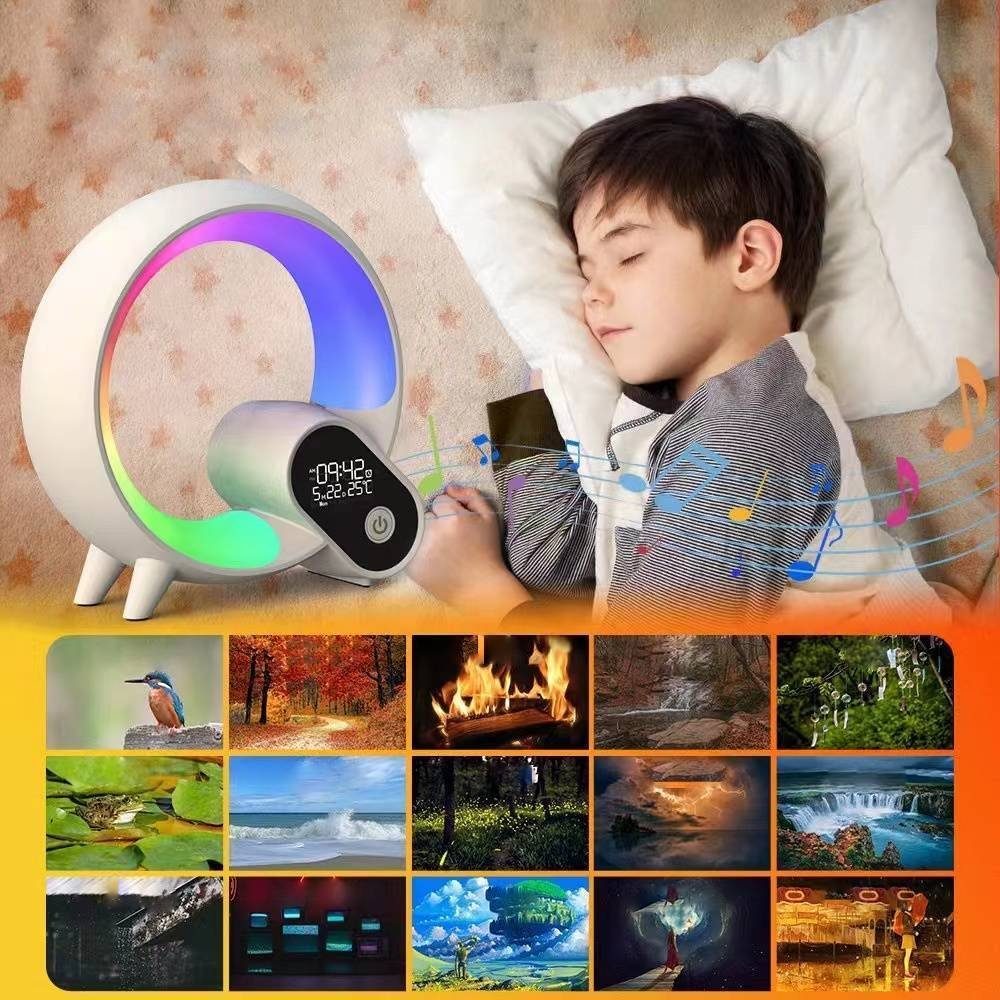 Blusmart Wecker Bluetooth Weck-Nachtlicht Naturgeräusche, Wecker, Snooze-Funktion, bunte Lichter, Einschlafhilfe